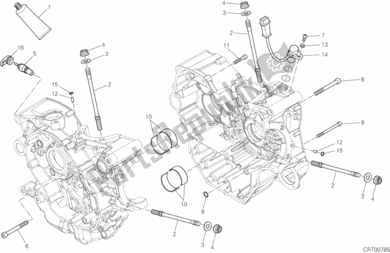 Alle onderdelen voor de 10a - Paar Halve Carters van de Ducati Hypermotard 939 SP USA 2018